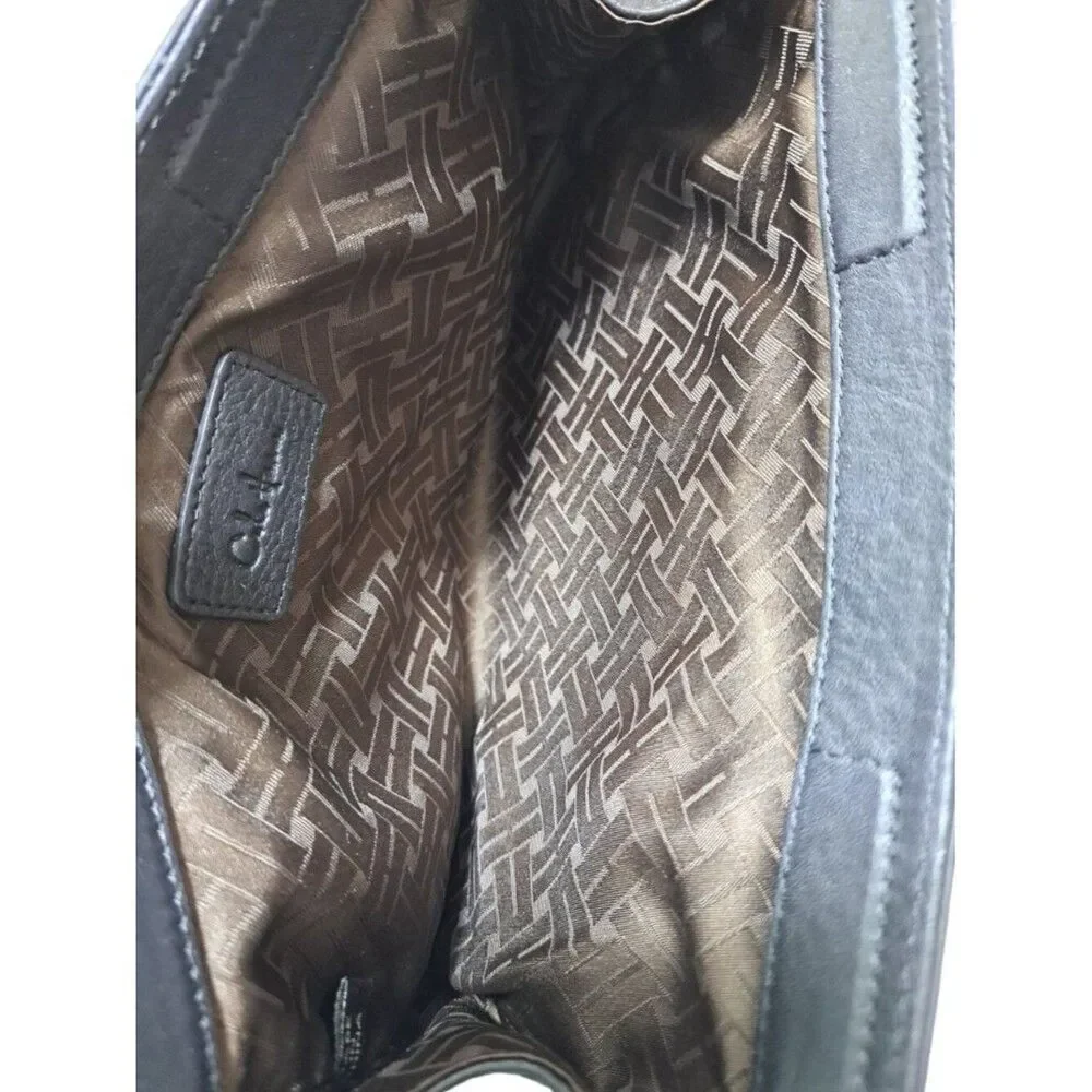 Cole Haan Women's Black Pebble Leather Clutch Magnetic Closure